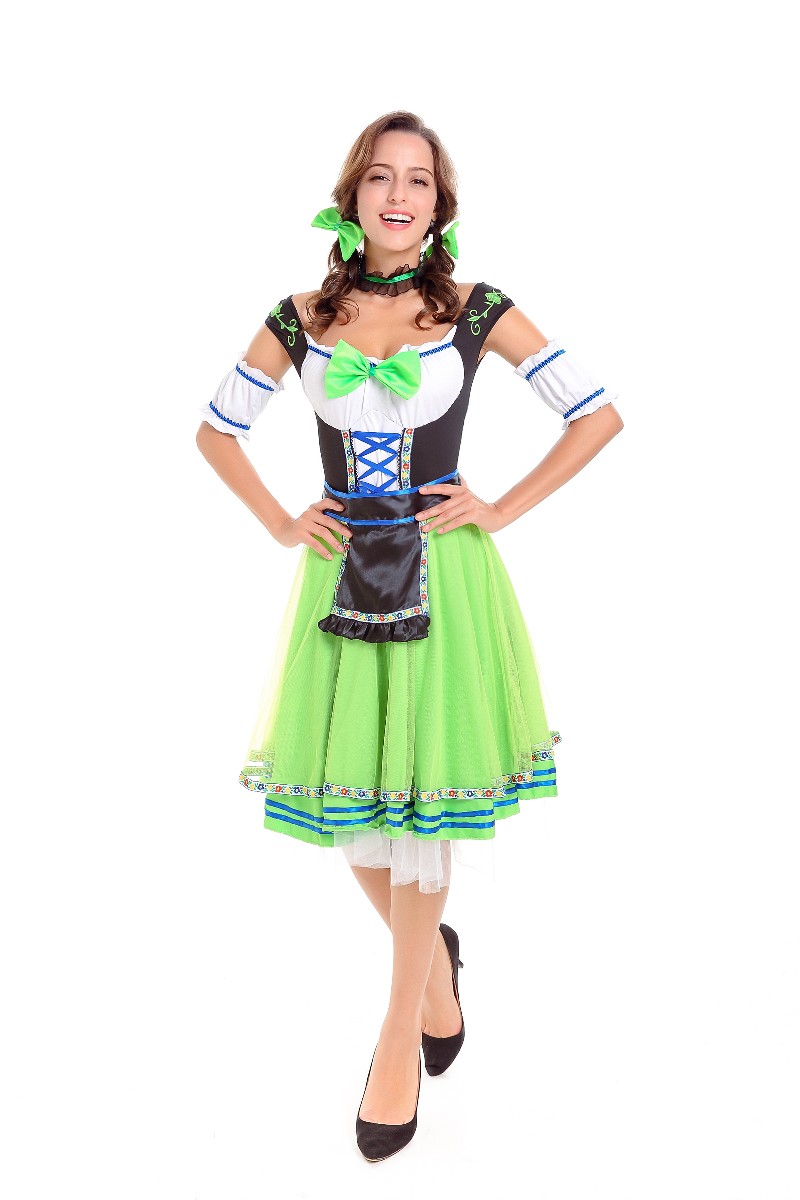 F1794-1 Green & Black Oktoberfest Beer Girl Costume Set